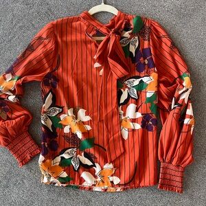 Fashion Nova Orange Floral Blouse